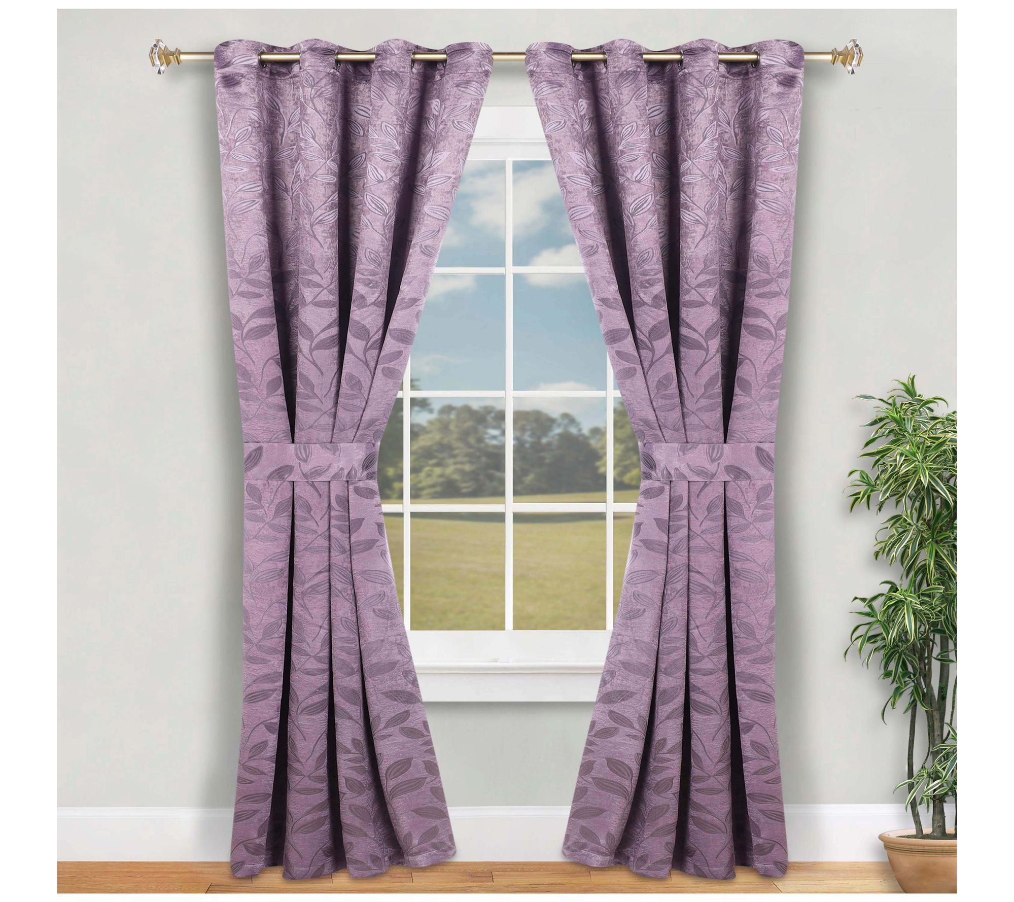 Superior Leaves Room Darkening Curtains Set, 46x96