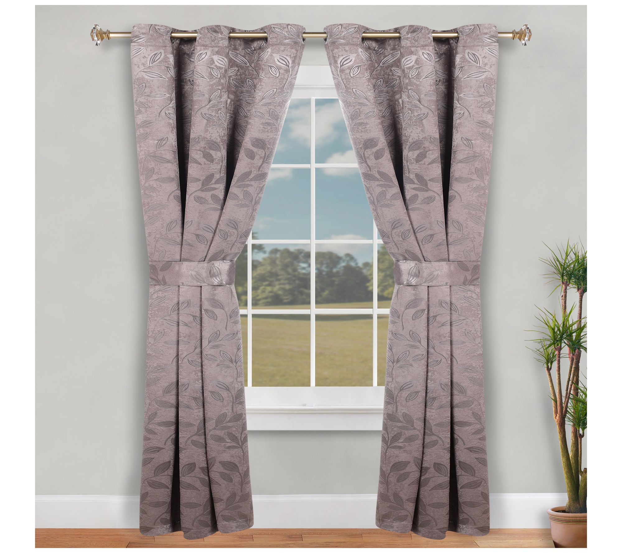 Superior Leaves Room Darkening Curtains Set, 46x96