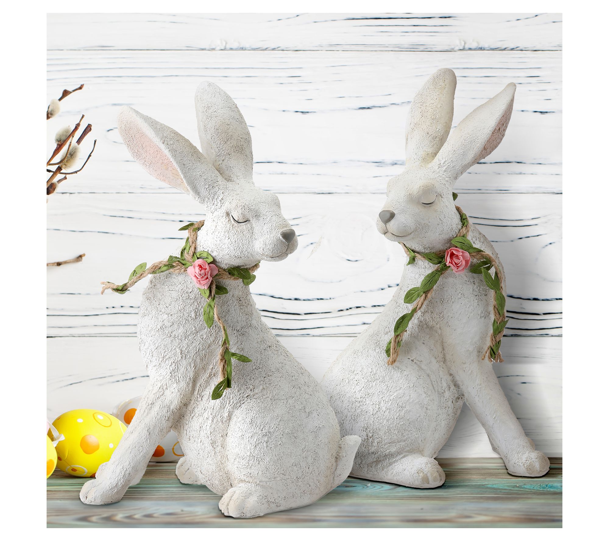 9.5" Floral Garland Bunny Set of 2 by Valerie