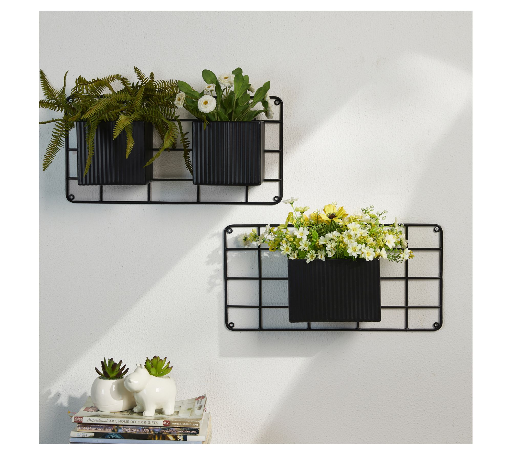 Glitzhome 20''L Metal Vertical Wall Planters and Pots S/2