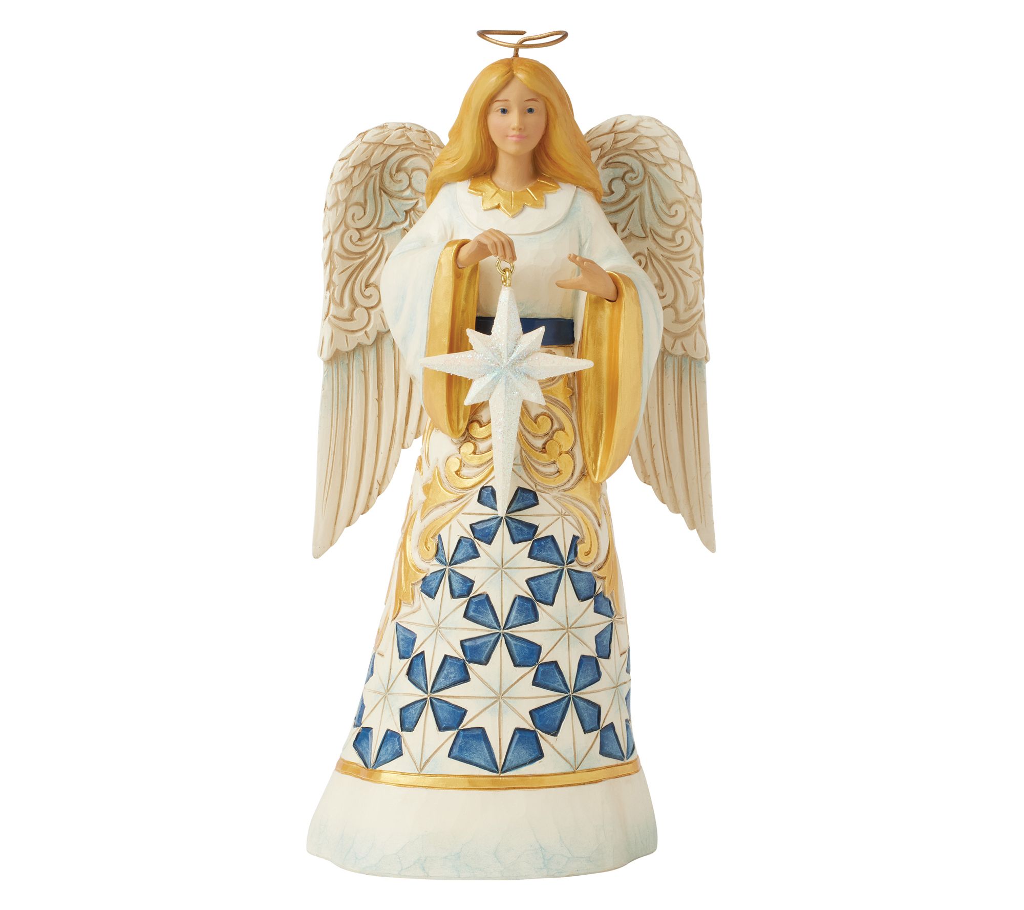 Jim Shore Heartwood Creek Blue & Gold Angel Figurine 8.46in H