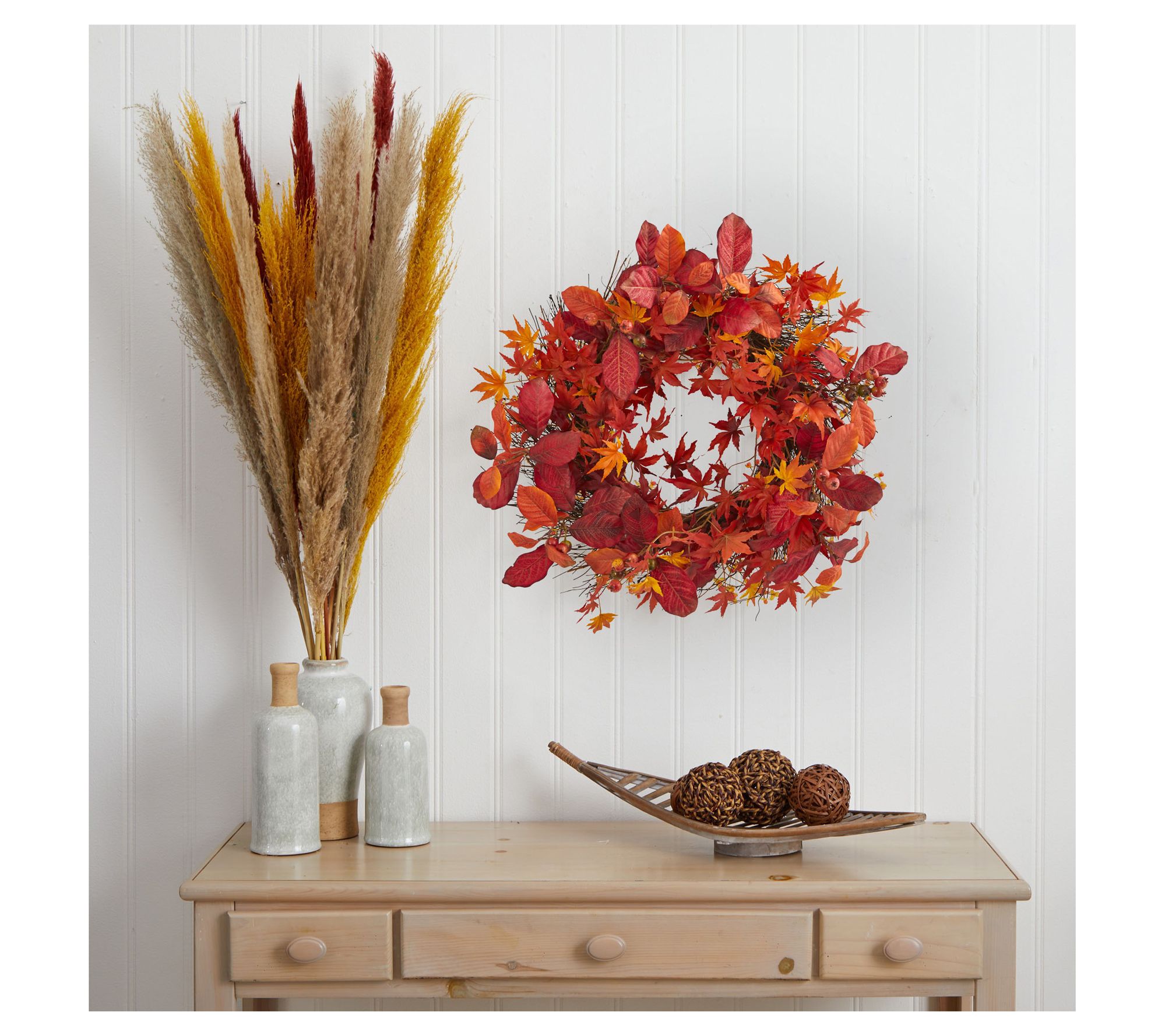 Nearly Natural 22" Japanese Maple and Berries Wreath