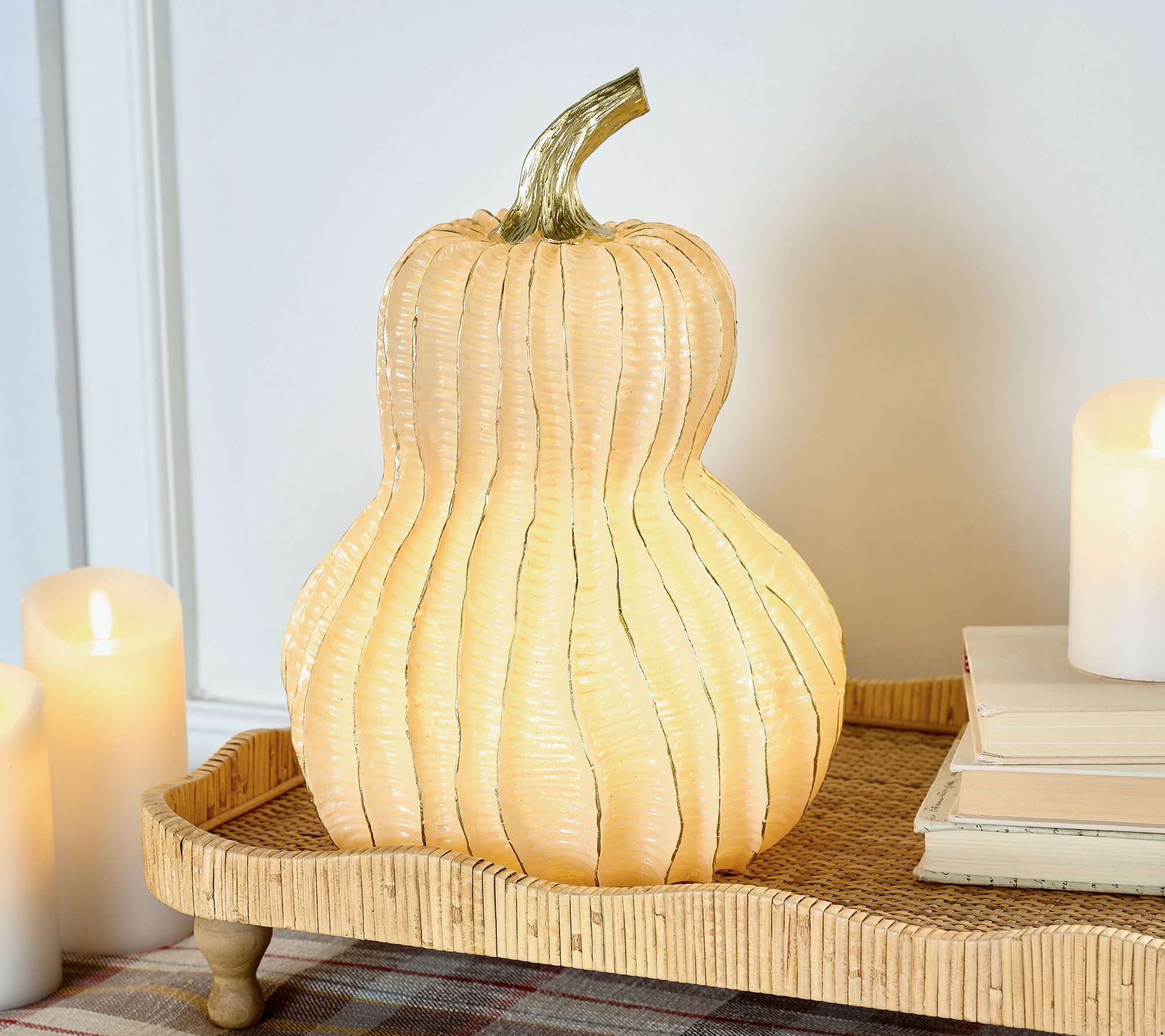 "As Is" Illuminated 13.5" Textured Gourd by Valerie