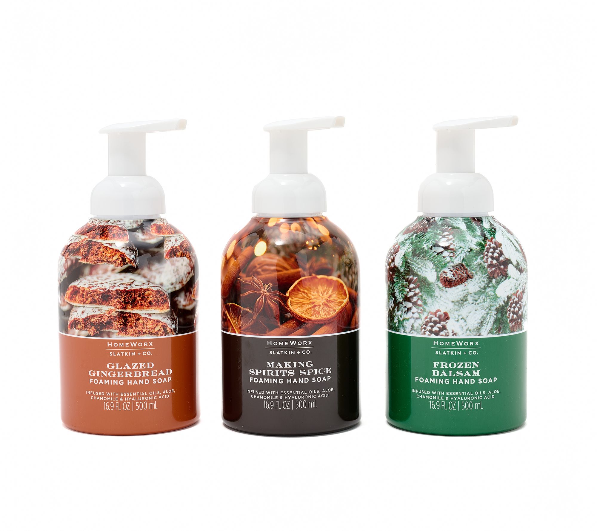 HomeWorx by Slatkin + Co. S/3 16oz Holiday Foaming Hand Soaps