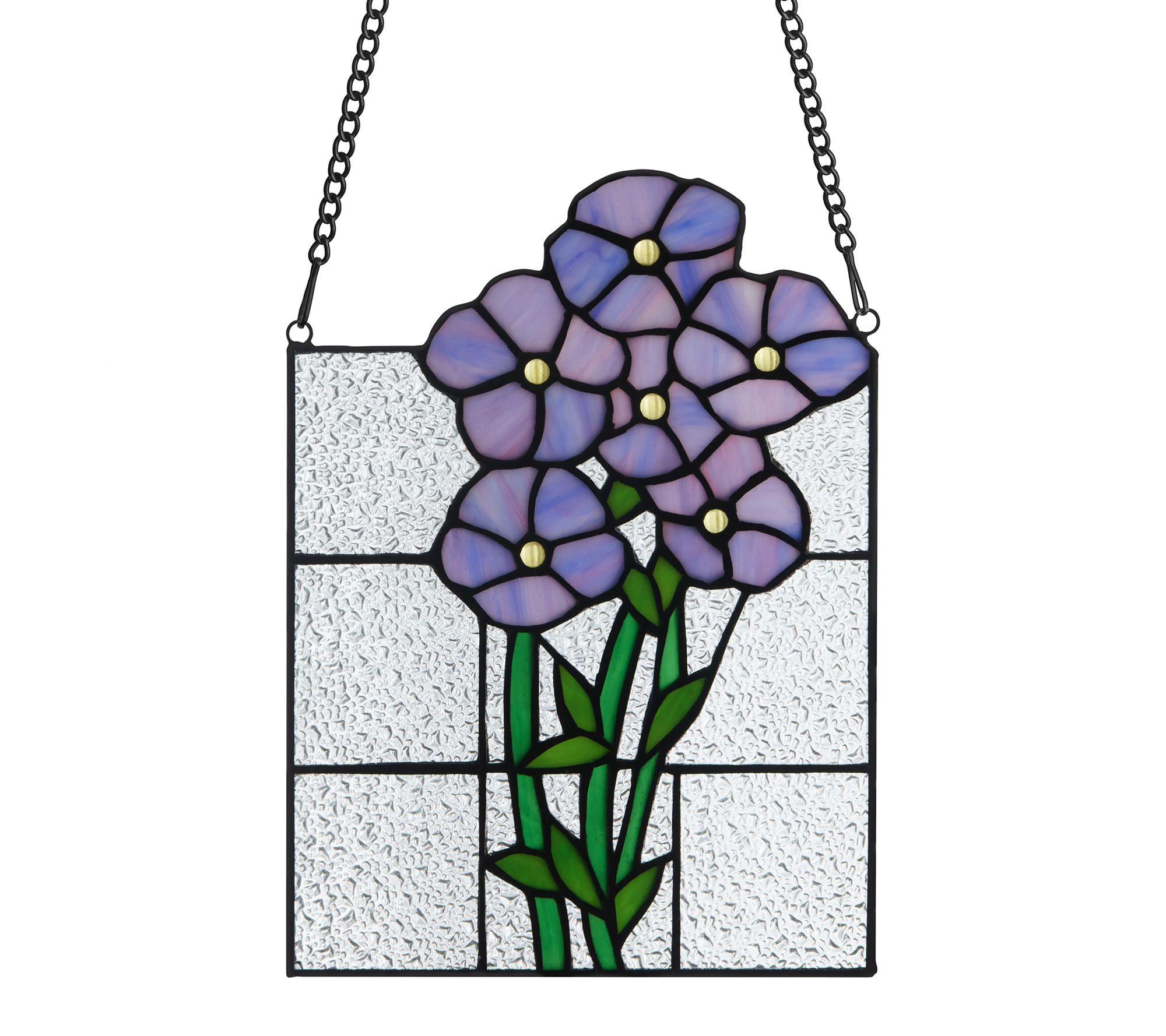River of Goods 10"H Purple Stained Glass Cottage Window Panel