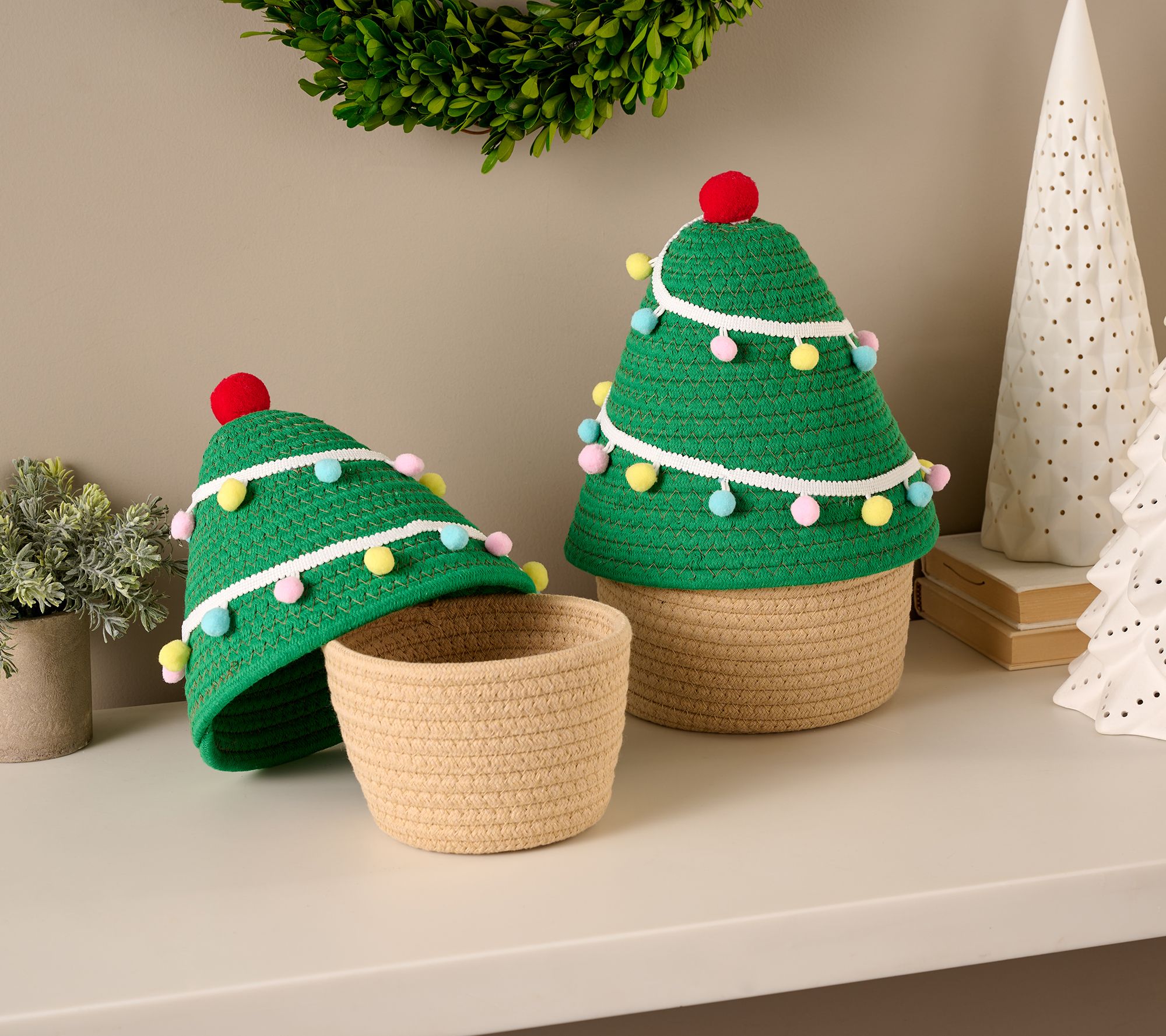 "As Is" Kringle Express Set/2 Tree Rope Storage Baskets