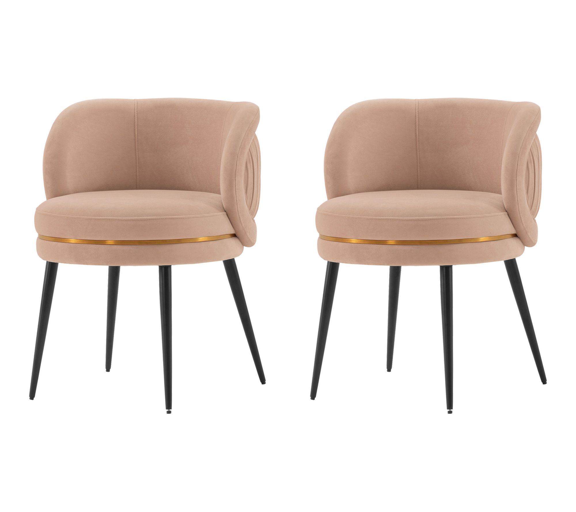 Manhattan Comfort Kaya Wood Velvet Dining Chair- Set of 2