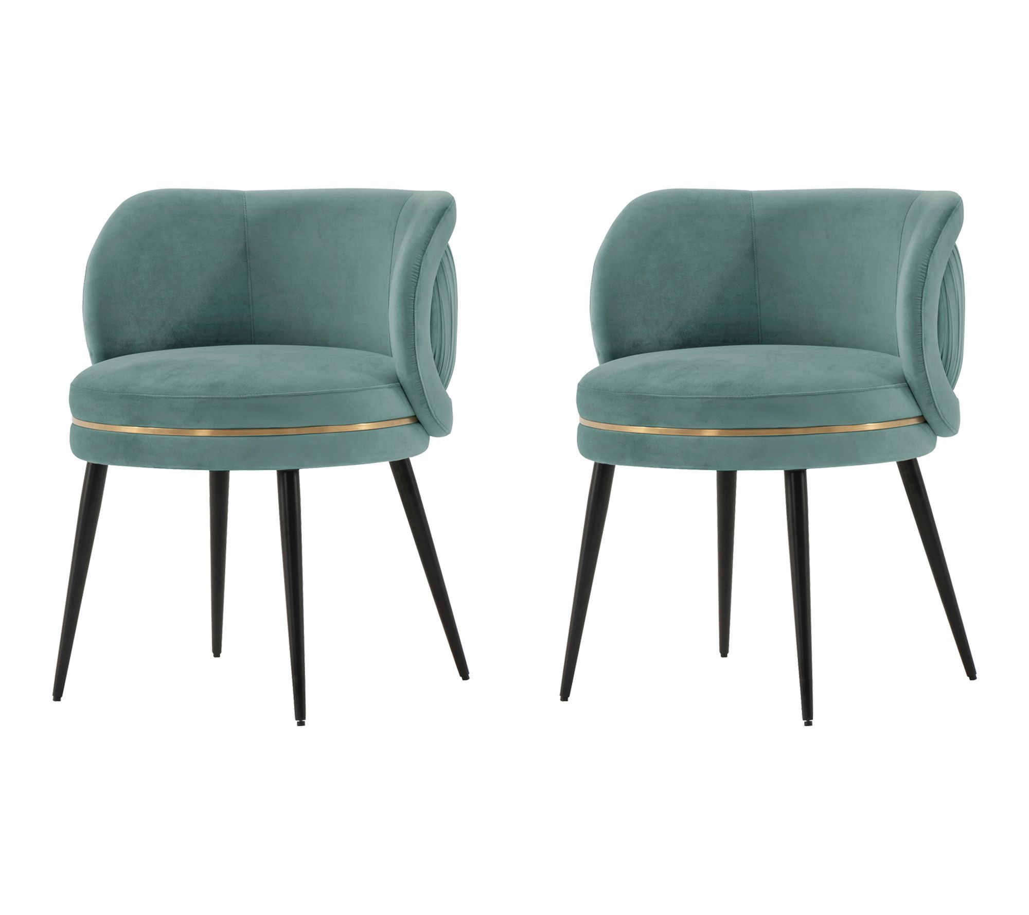 Manhattan Comfort Kaya Wood Velvet Dining Chair- Set of 2