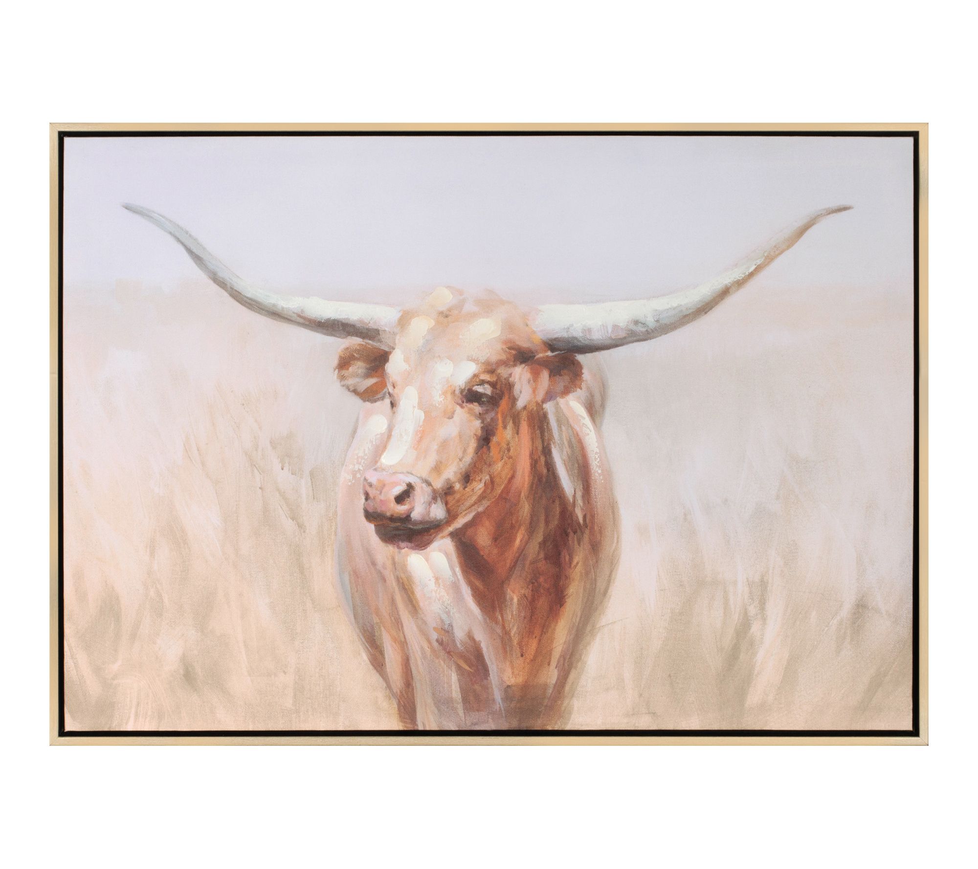 Melrose International Framed Long Horn Cattle Wall Art 28"L