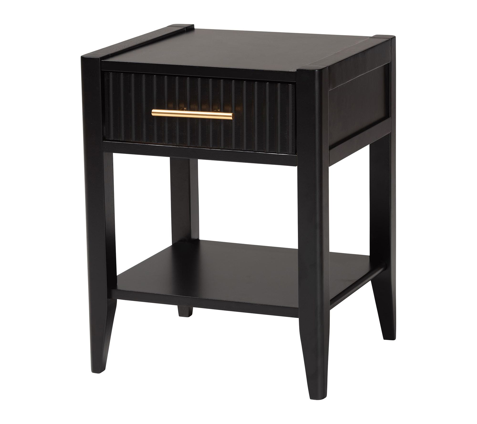 Baxton Studio Primrose Fluted Wood 1-Drawer Nightstand