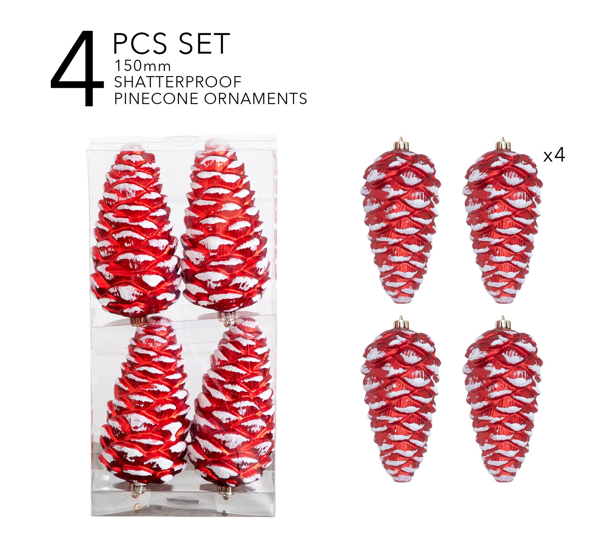 4-pc  Pinecone Shatterproof Ornaments by Nearly Natural