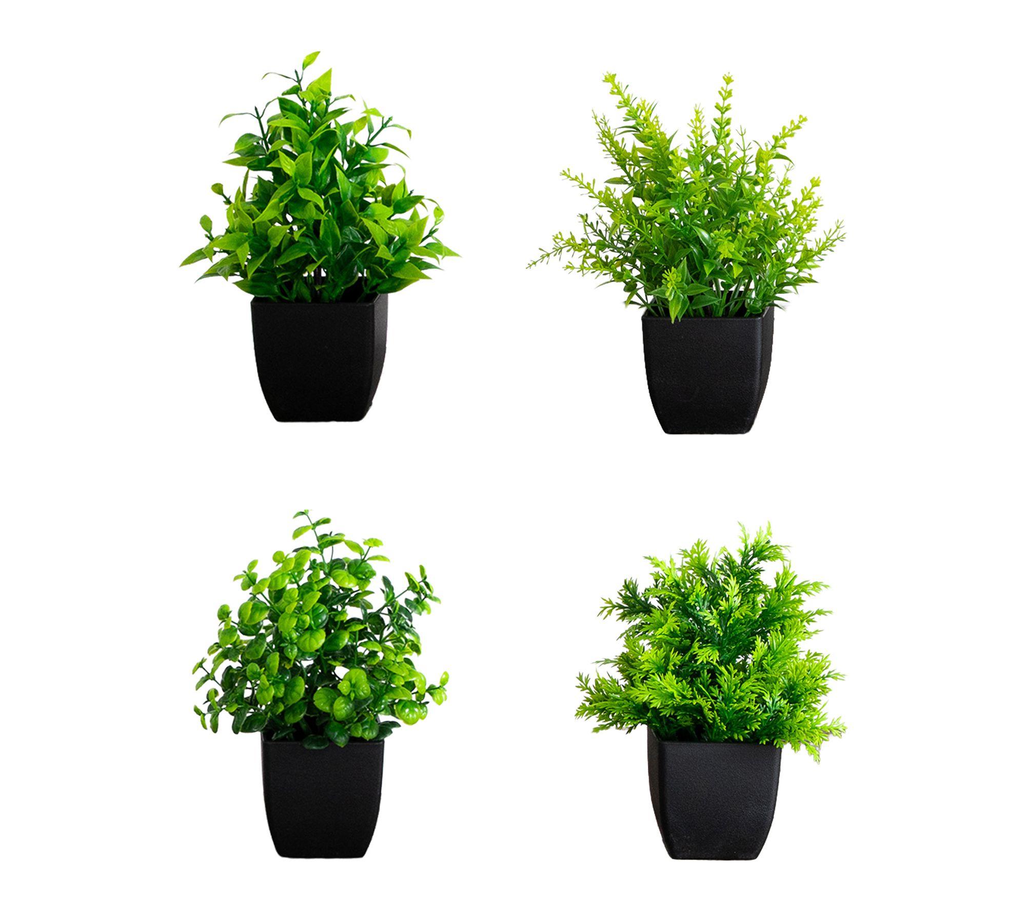 7-in Mixed Topiary Plant in Pot - Set of 4 by Nearly Natural