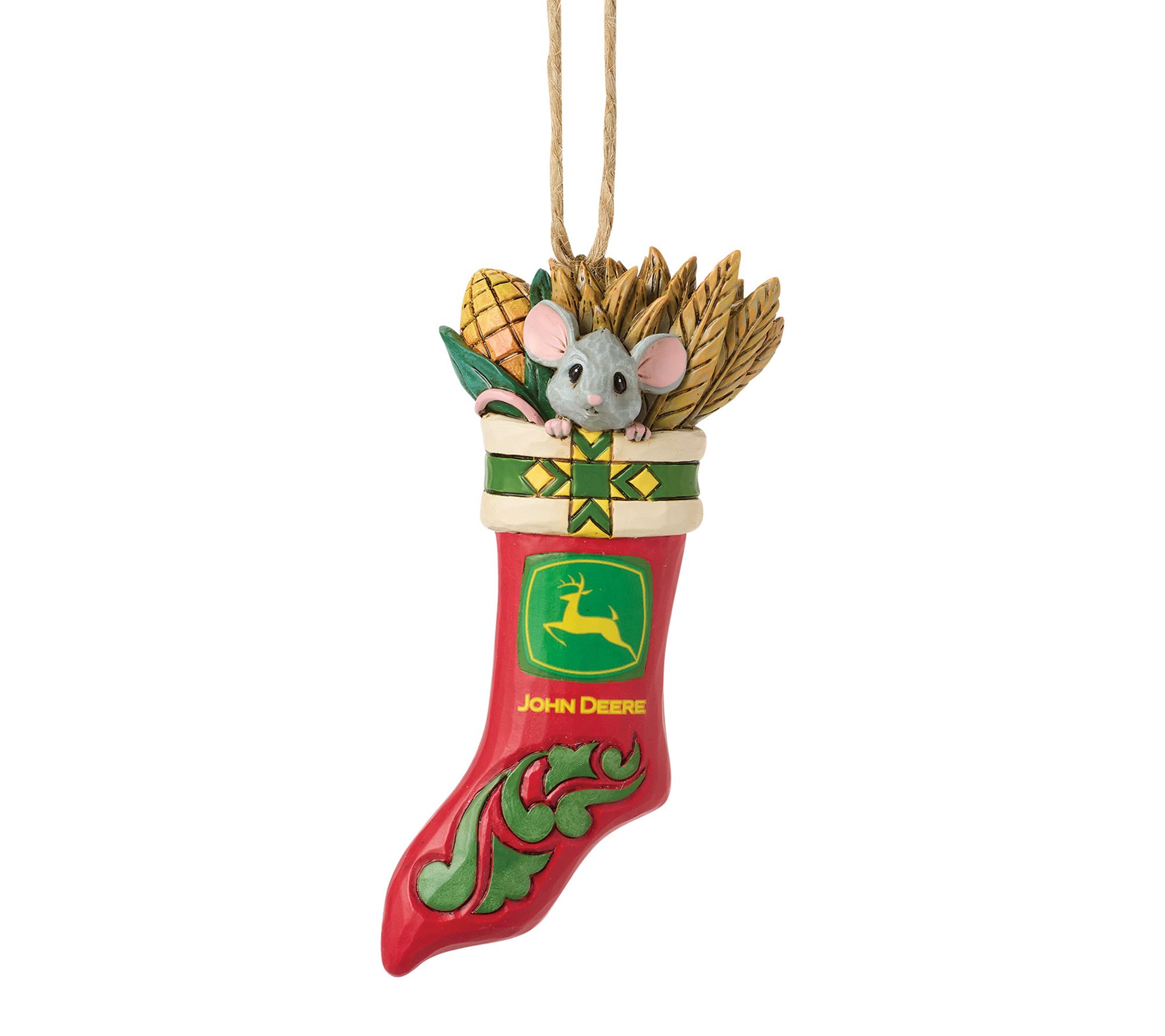 Jim Shore John Deere Mouse in Stocking Christmas Ornament
