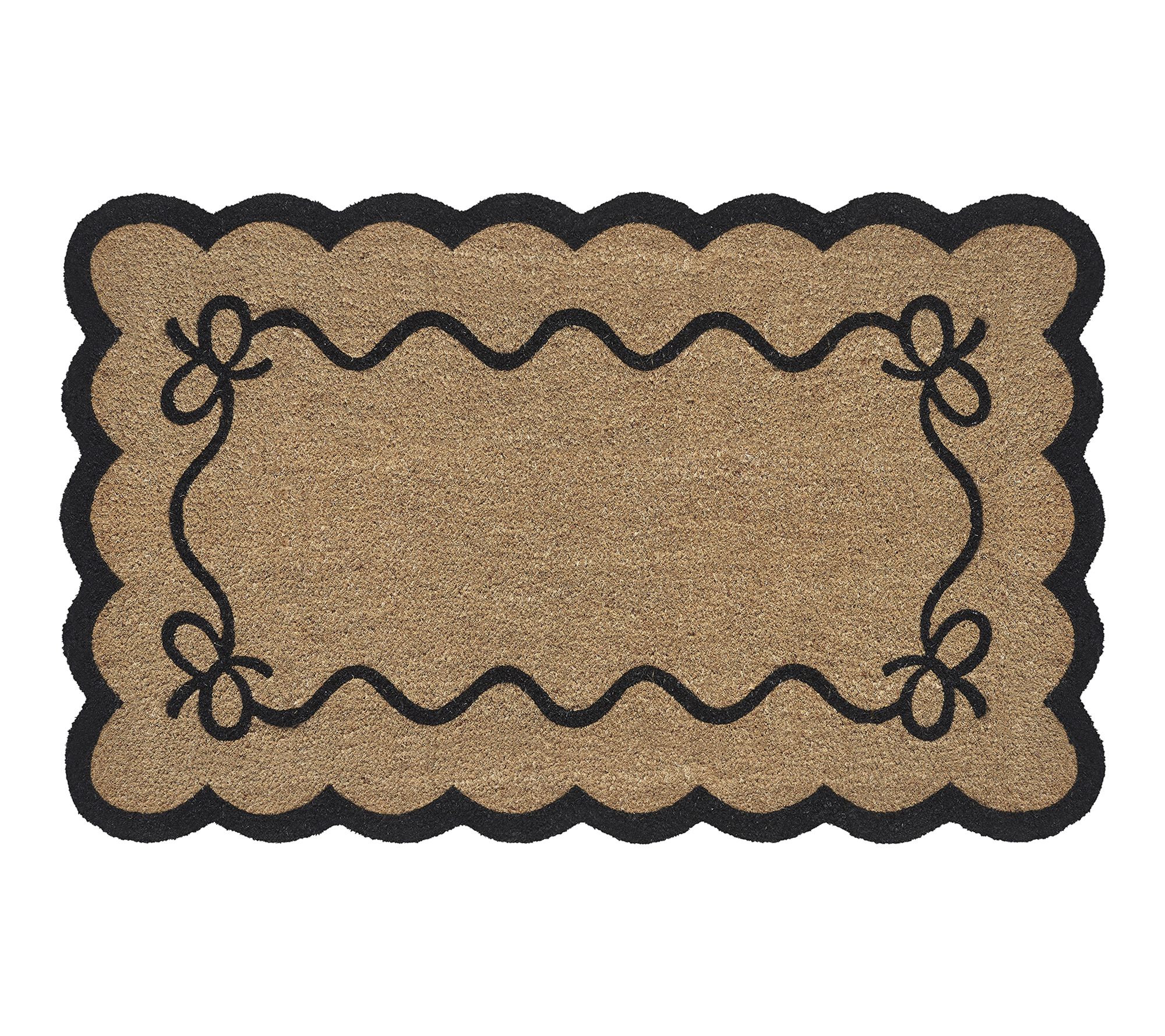 VCNY Home Black Bow Scalloped Edge Coir Doormat, 30" x 48"