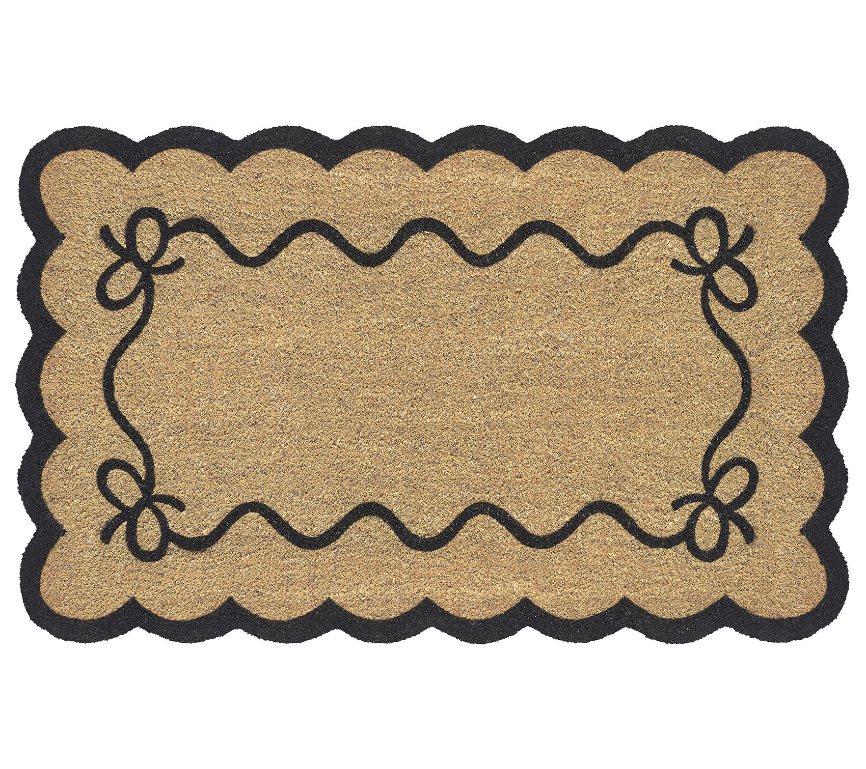 VCNY Home Black Bow Scalloped Edge Coir Doormat, 30" x 48"