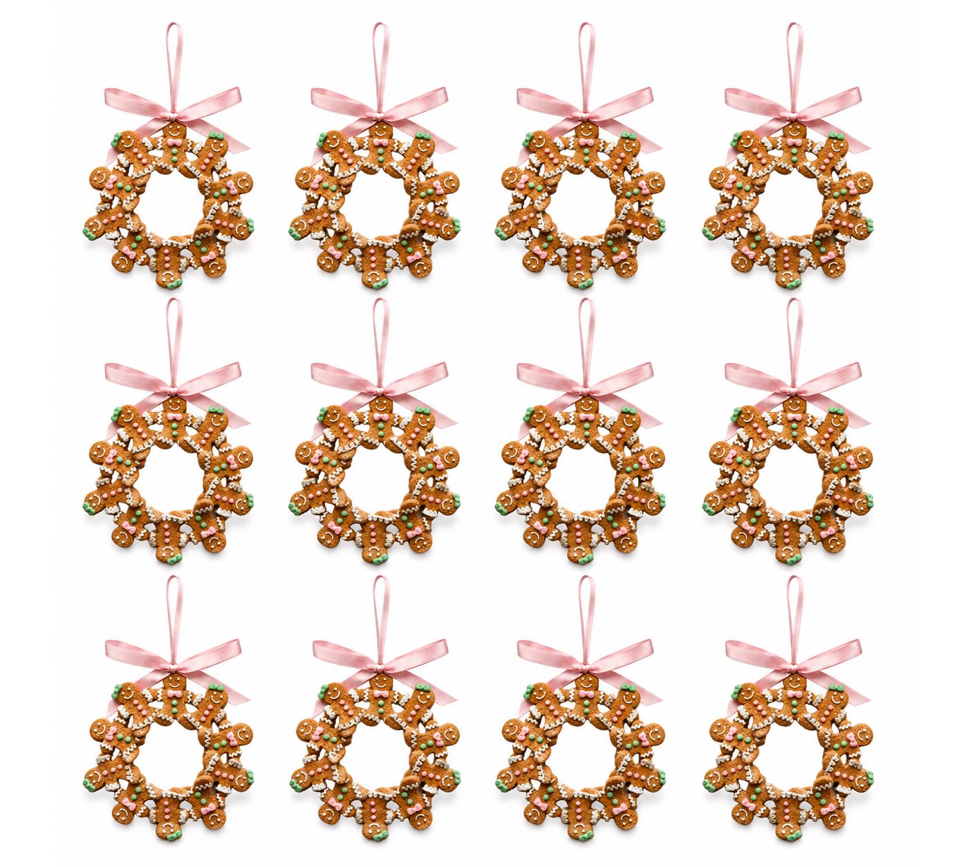 RC Home Decor -5.3â   Pastel Gingerbread Wreath Ornament -12 PCS