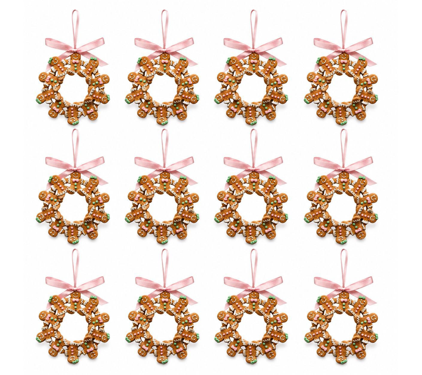 RC Home Decor -5.3â   Pastel Gingerbread Wreath Ornament -12 PCS