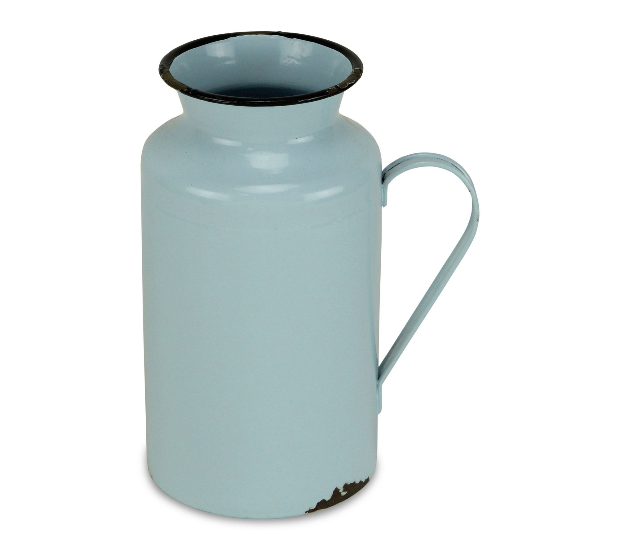 HomeRoots 10" Blue & Black Metal Jug Vase