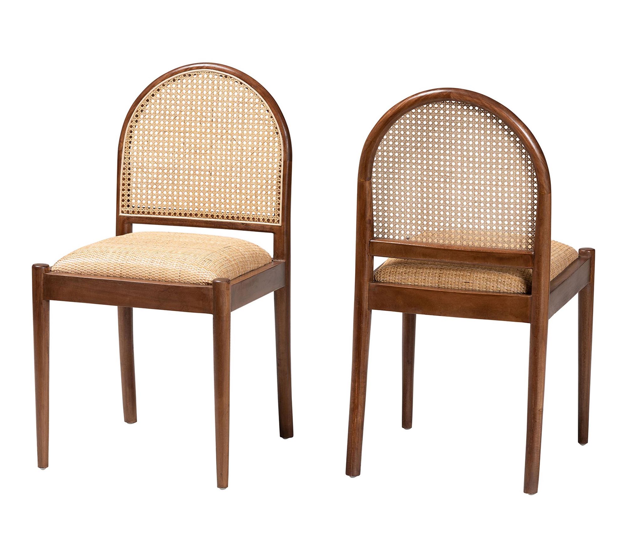 bali & pari Maryland Rattan and Wood Dining Chair Set of 2