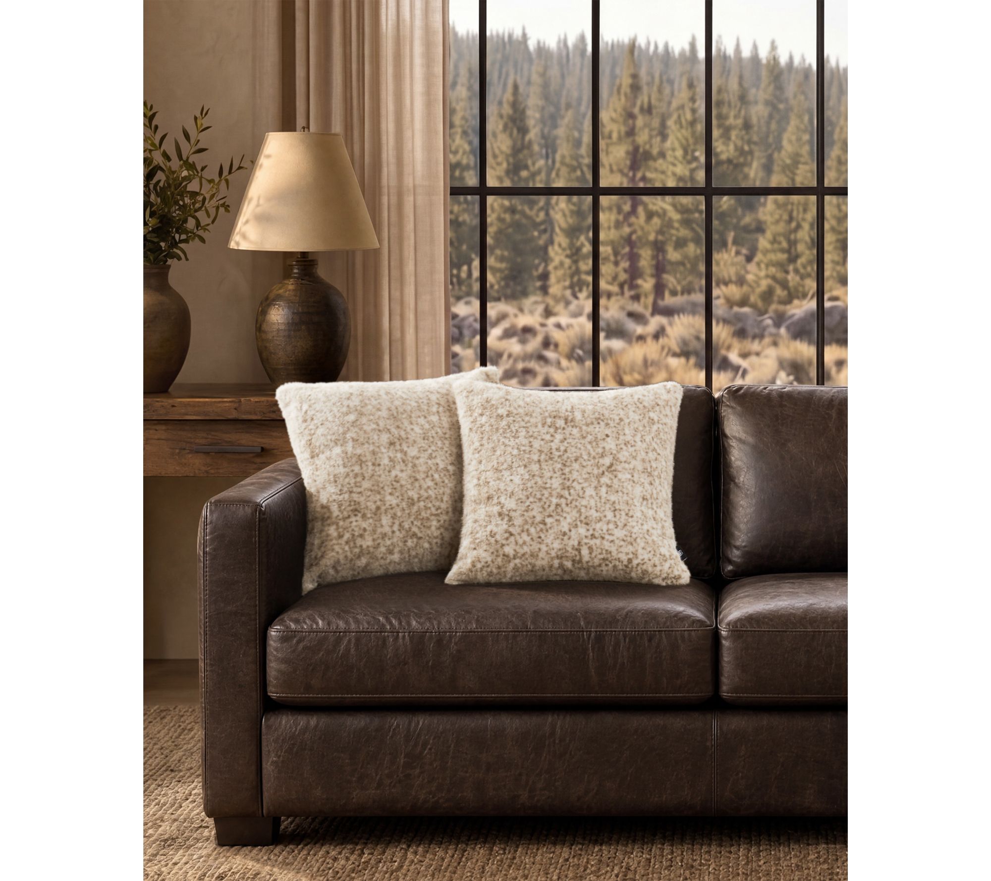 Frye Fawn Faux Fur 2 Pack 20x20 Decorative Pillow