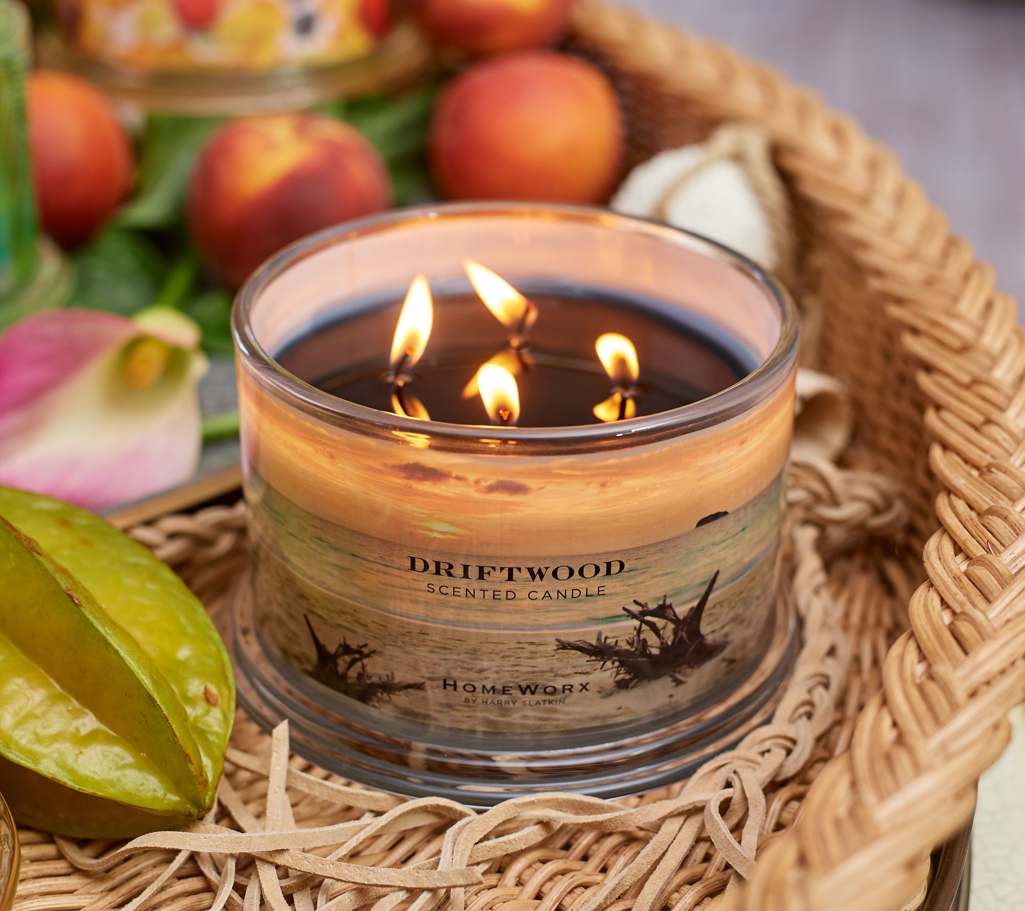 HomeWorx by Harry Slatkin Set of 2 Deluxe Driftwood 4Wick Candles