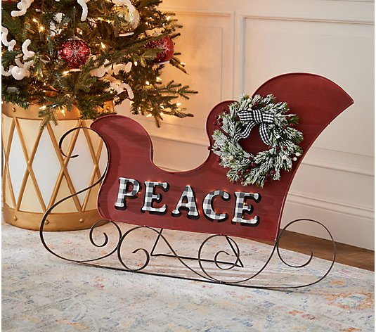 23" Illuminated Sleigh with Peace Sentiment by Valerie