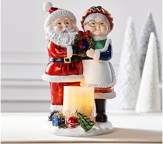 Kringle Express Holiday Couple Candle Holder w/ Decorative LED Candle