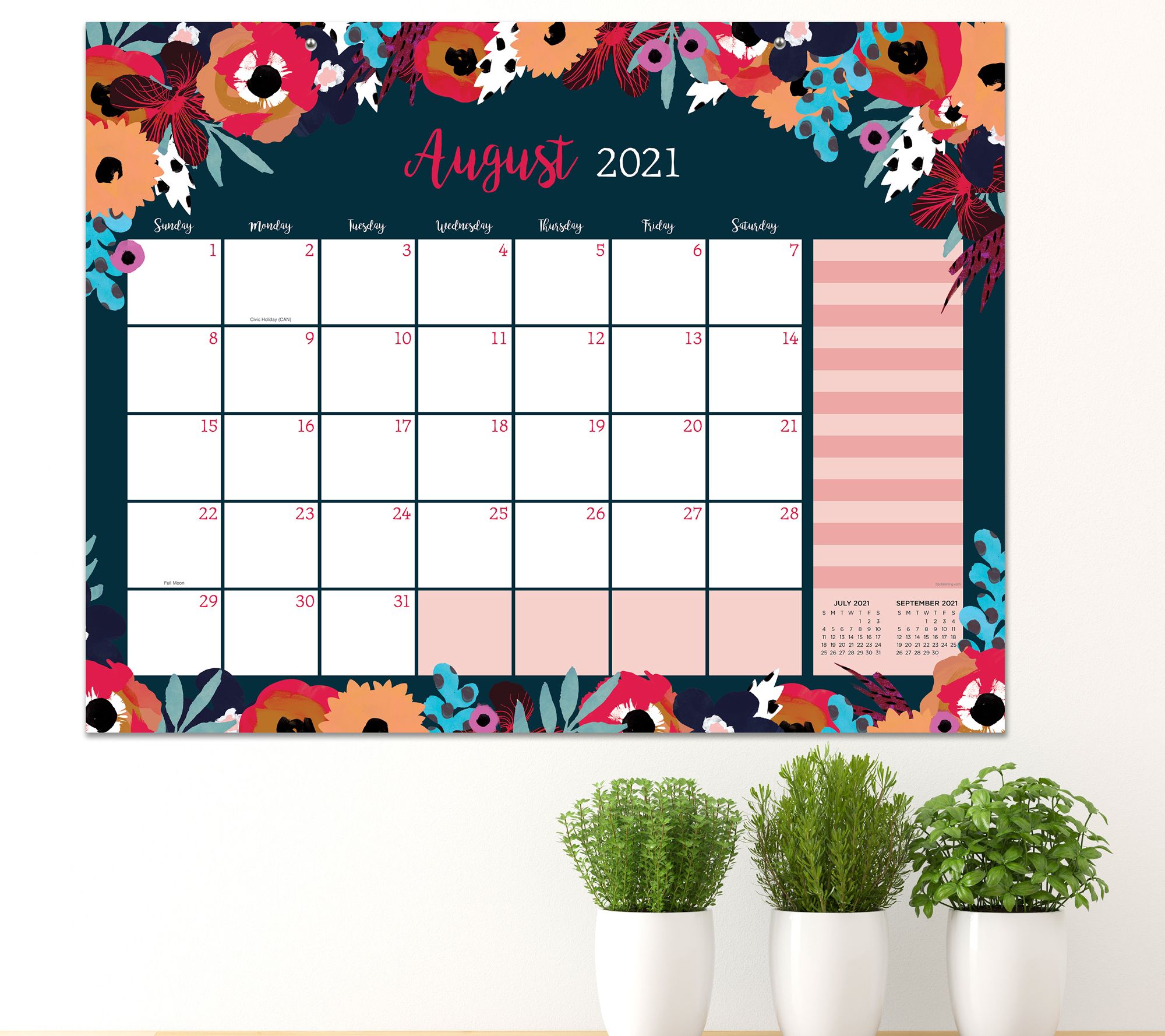 July2021June2022 Modern Flowers Lg Desk Pad Monthly Calendar