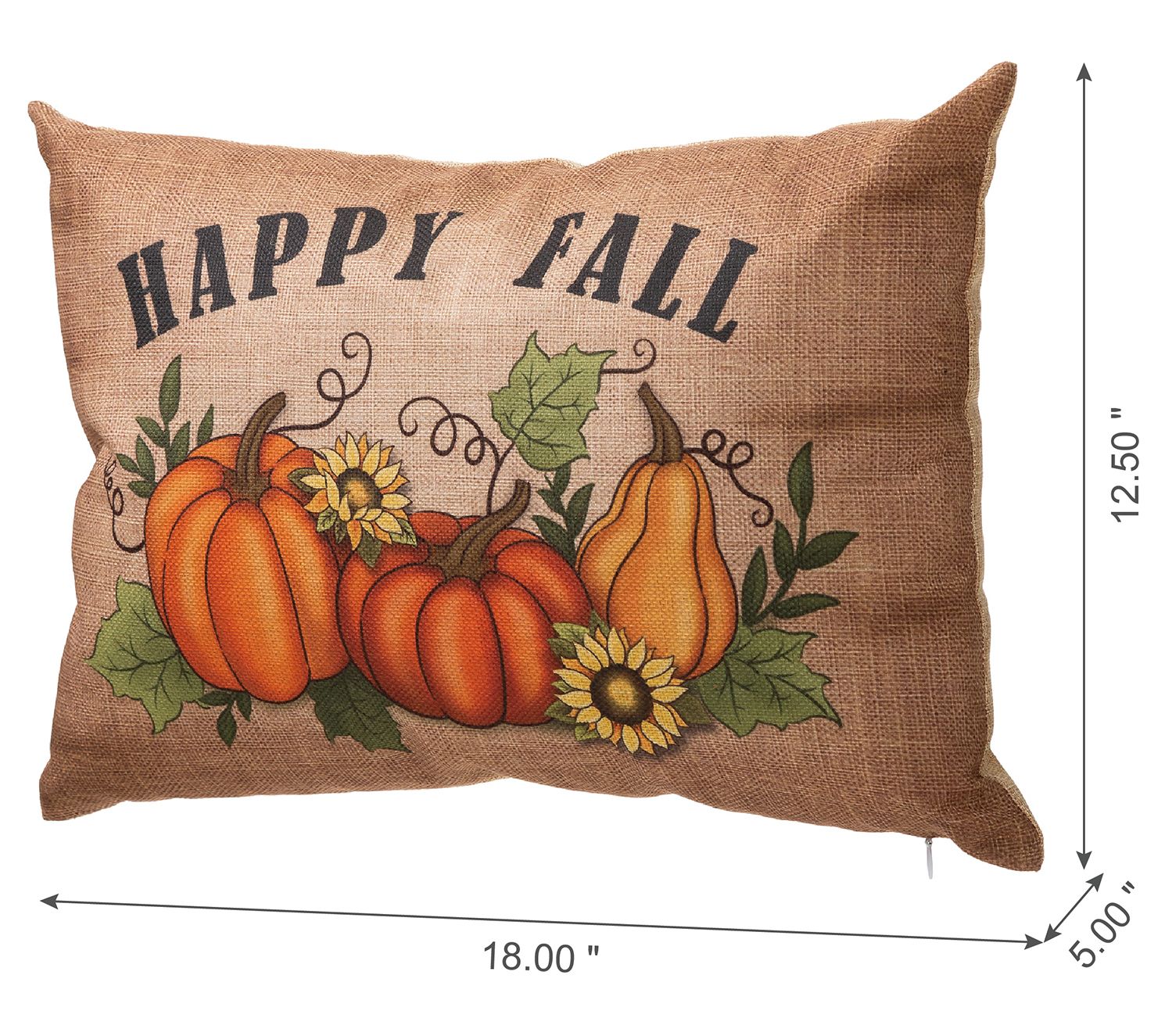 Glitzhome Happy Fall PolyBurlap Fall Pumpkin Trow Pillow