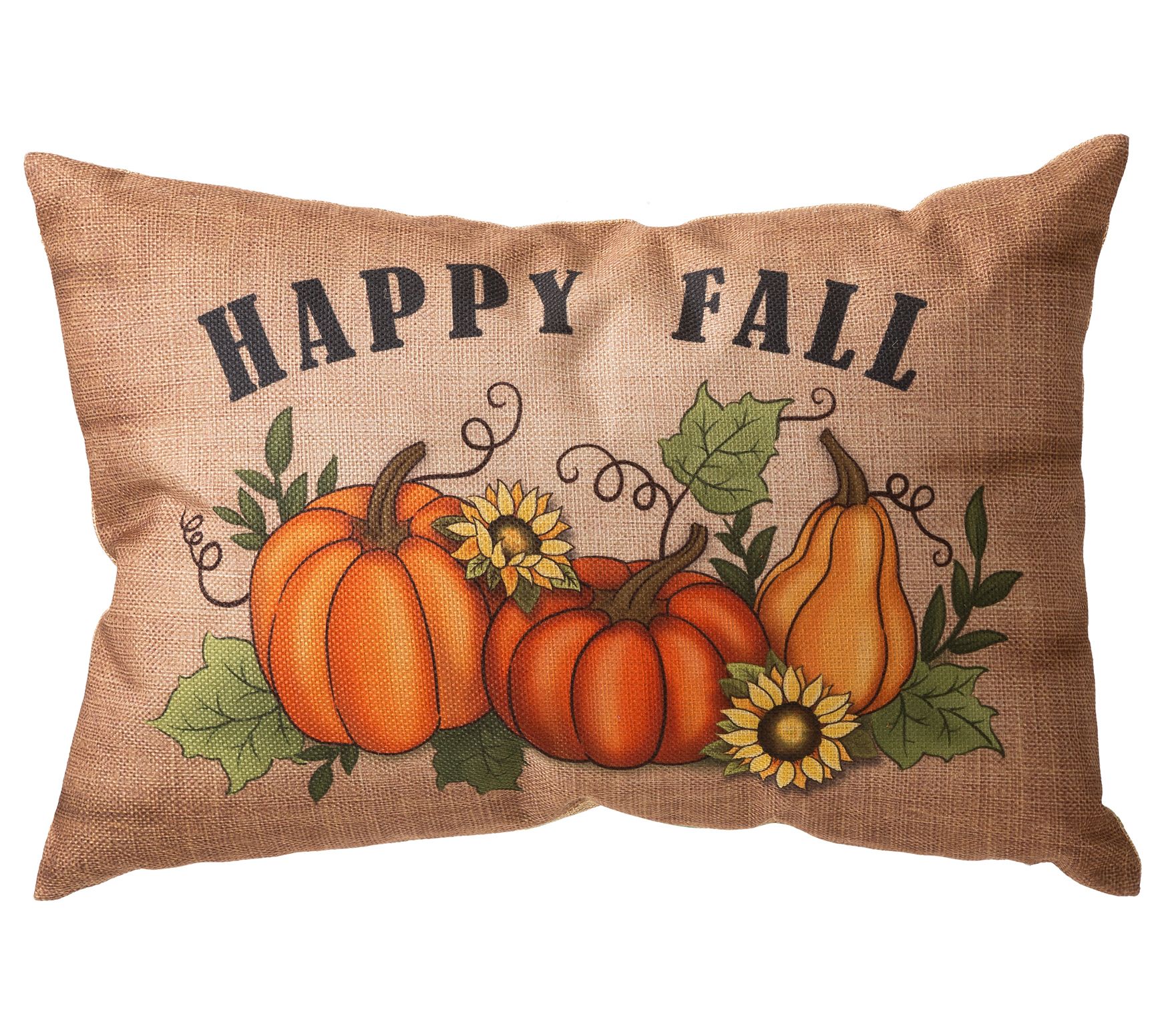 Glitzhome Happy Fall Poly-Burlap Fall Pumpkin Trow Pillow