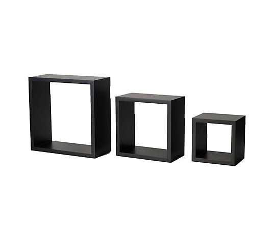 Melannco Black Square Shelves, Set of 3
