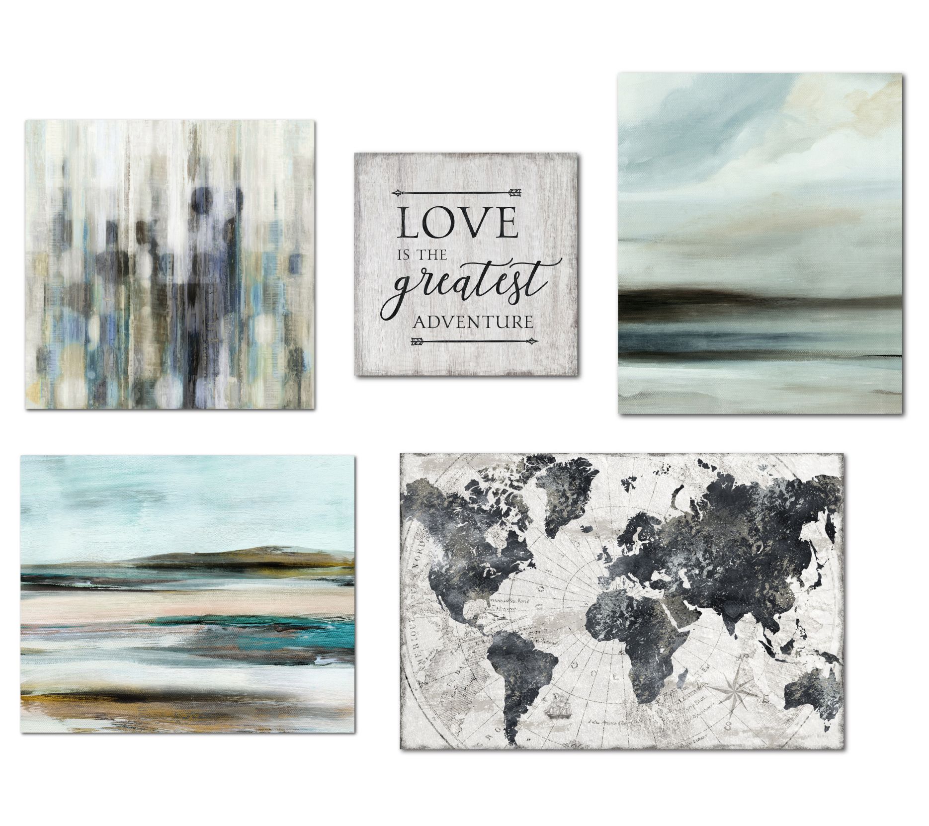 Courtside Market Gray Hues Contemporary 5-PieceCanvas Set