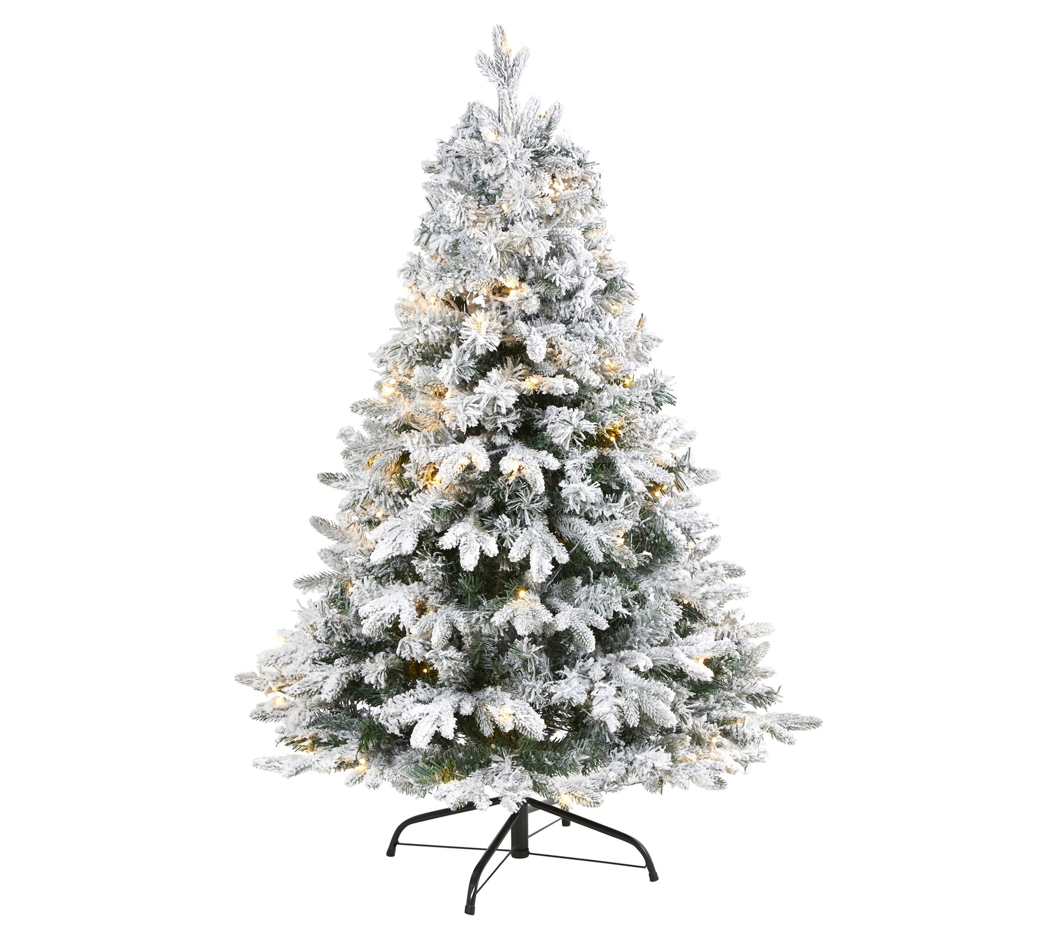 Nearly Natural 4' Flocked  Christmas Tree w/100Clear LEDs