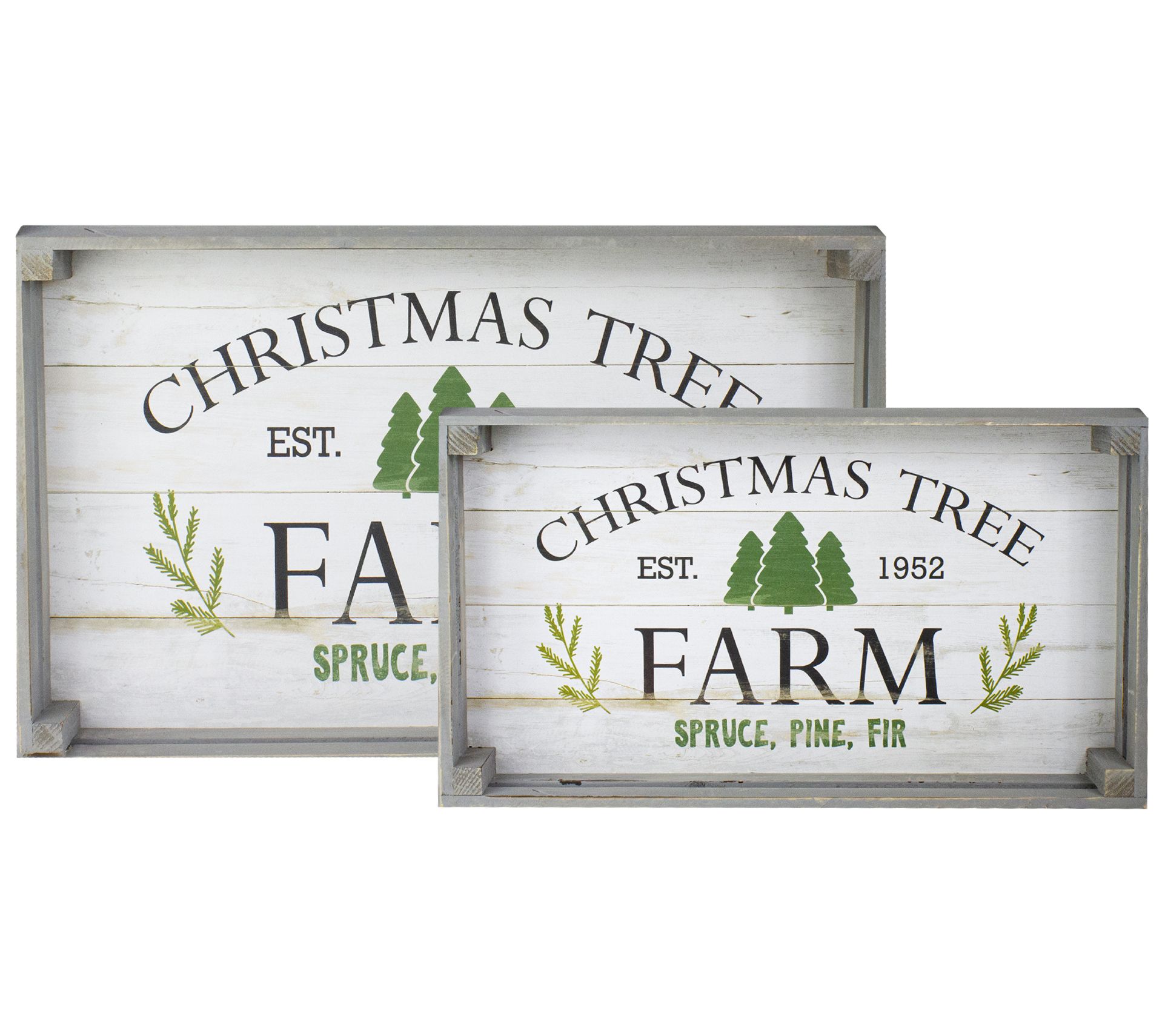 Northlight 2 Farm Fresh Trees Wooden Tray Hanging Signs