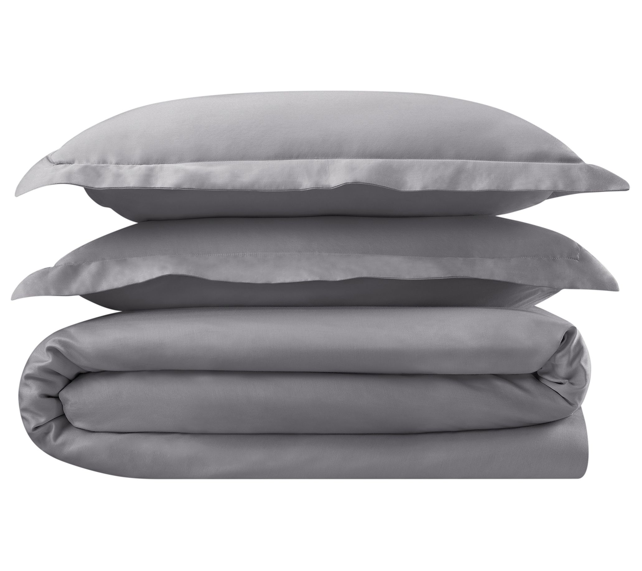 CVC 500TC Cotton Solid Duvet Set King - Dark Grey - QVC.com