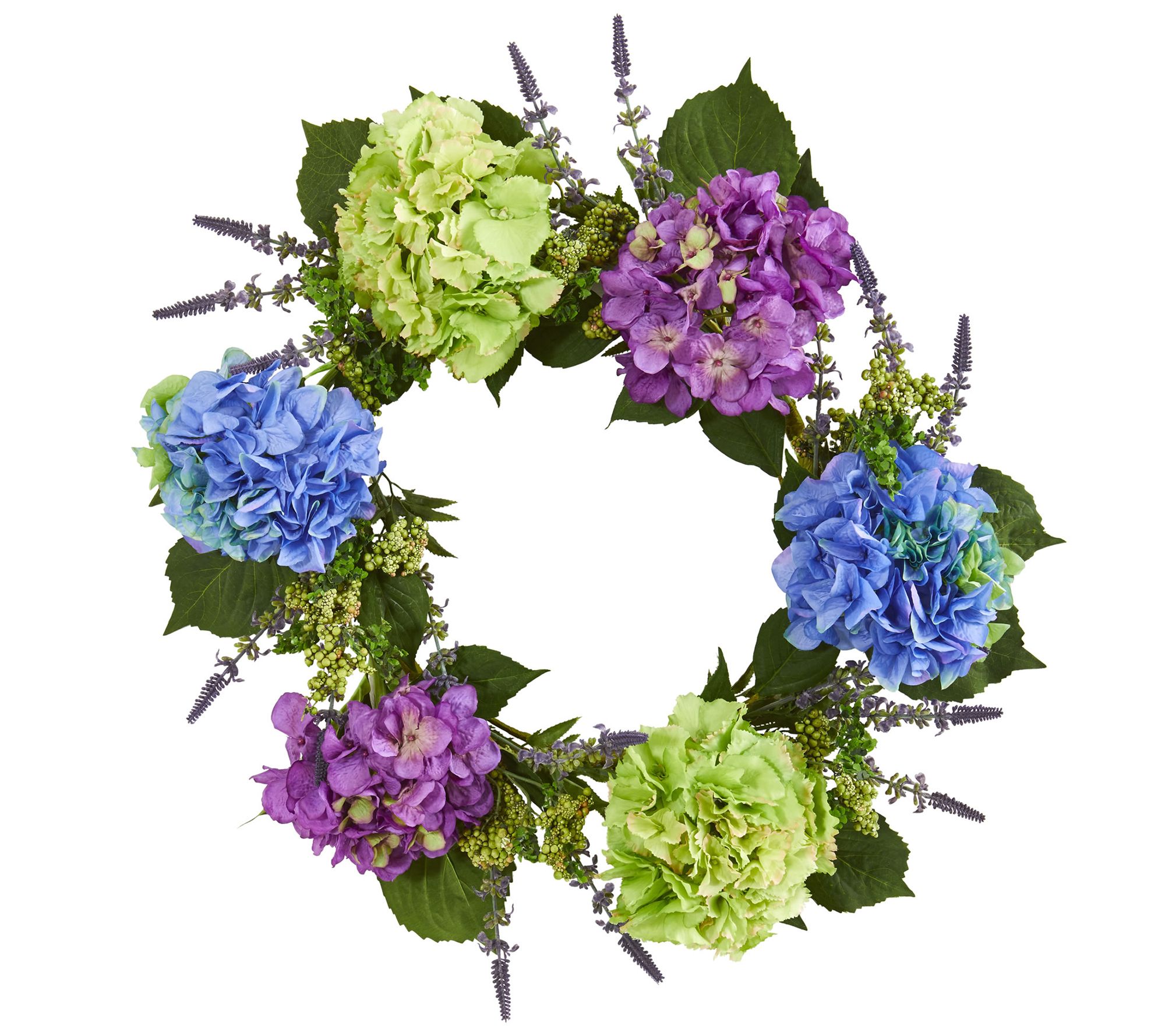 22" Hydrangea Artificial Wreath by Nearly Natural