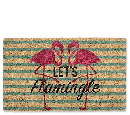 Let's Flamingle Natural Coir Doormat with  Nonslip Back