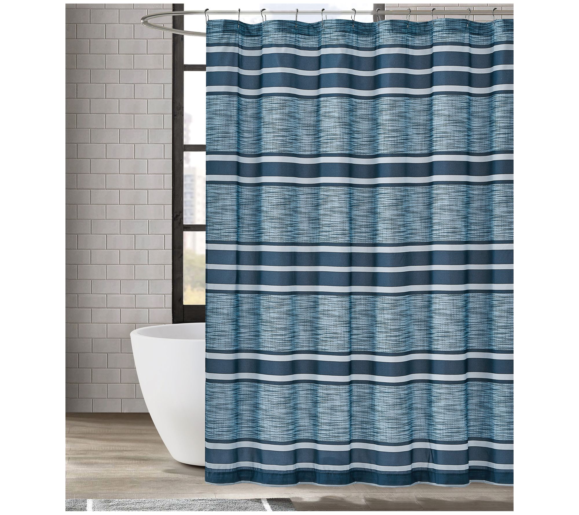 London Fog Mitchell Stripe 72" Square Shower Curtain