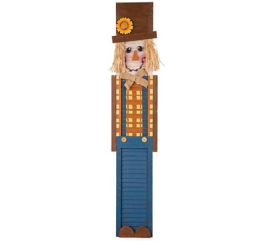 Glitzhome Fall Wooden Shuttered Scarecrow Outdoor Porch Sign