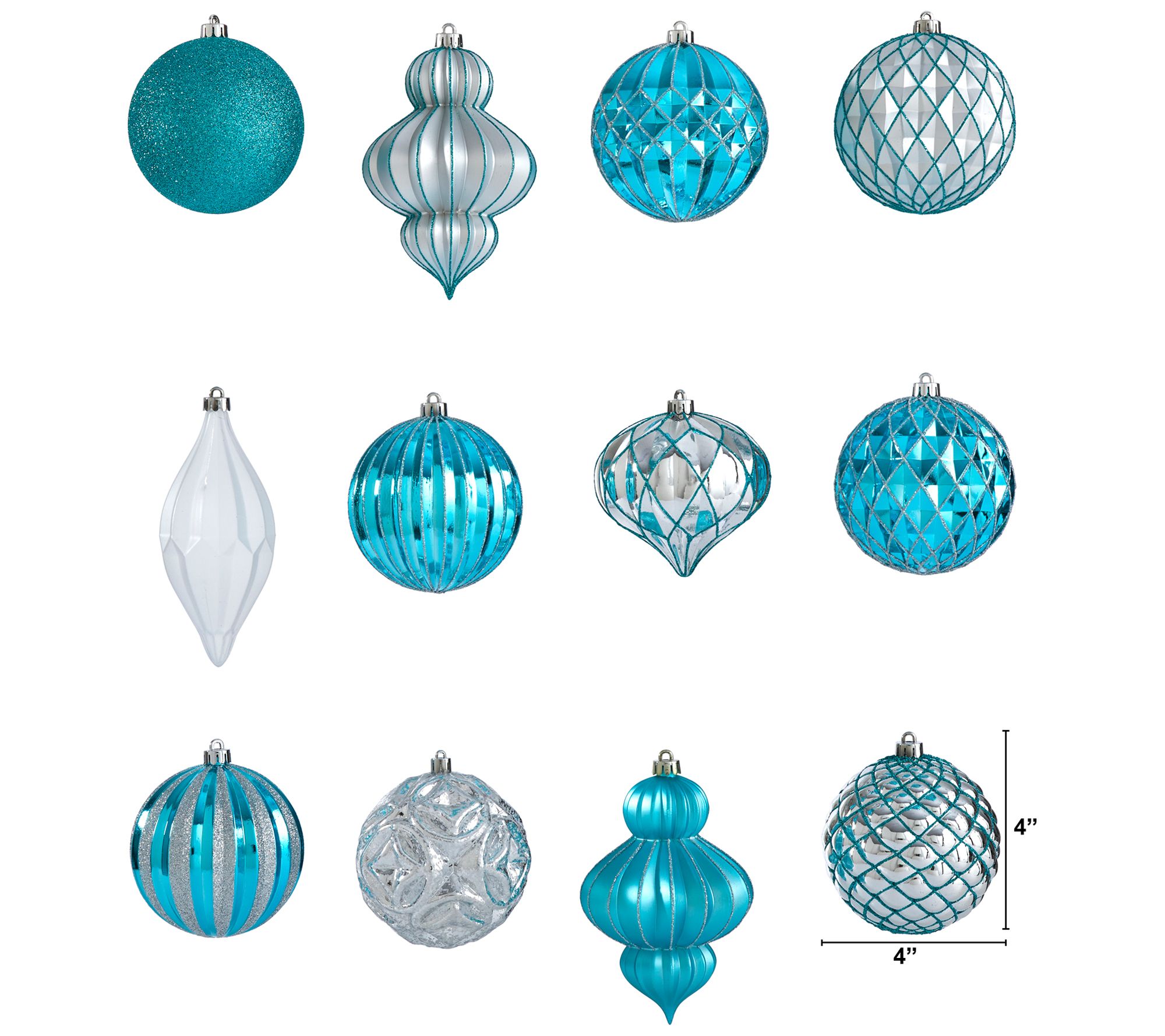 Lux Shatterproof, 12 Count Christmas Tree Ornament Set, 100mm - QVC.com