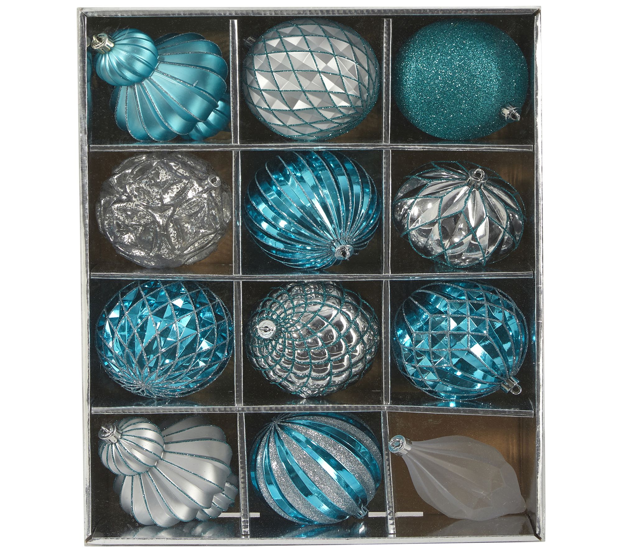 Lux Shatterproof, 12 Count Christmas Tree Ornament Set, 100mm