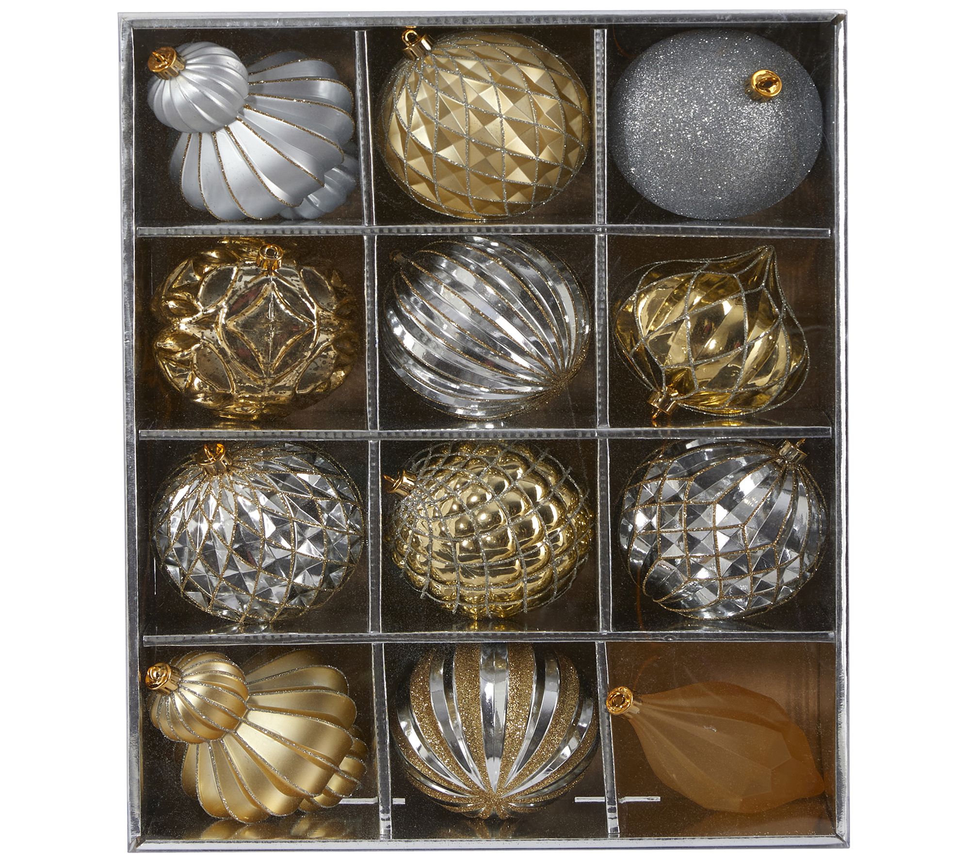 Lux Shatterproof, 12 Count Christmas Tree Ornament Set, 100mm