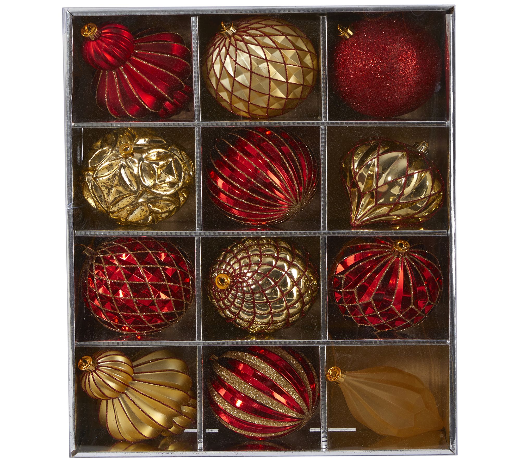 Lux Shatterproof, 12 Count Christmas Tree Ornament Set, 100mm