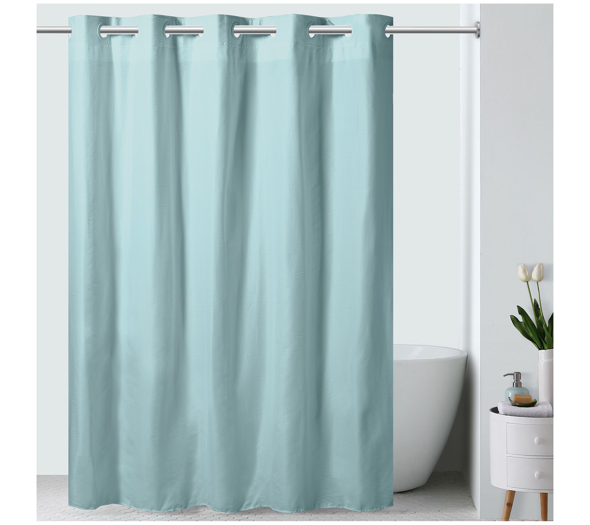 Hookless Embossed Dot Microfiber Shower Curtain - QVC.com