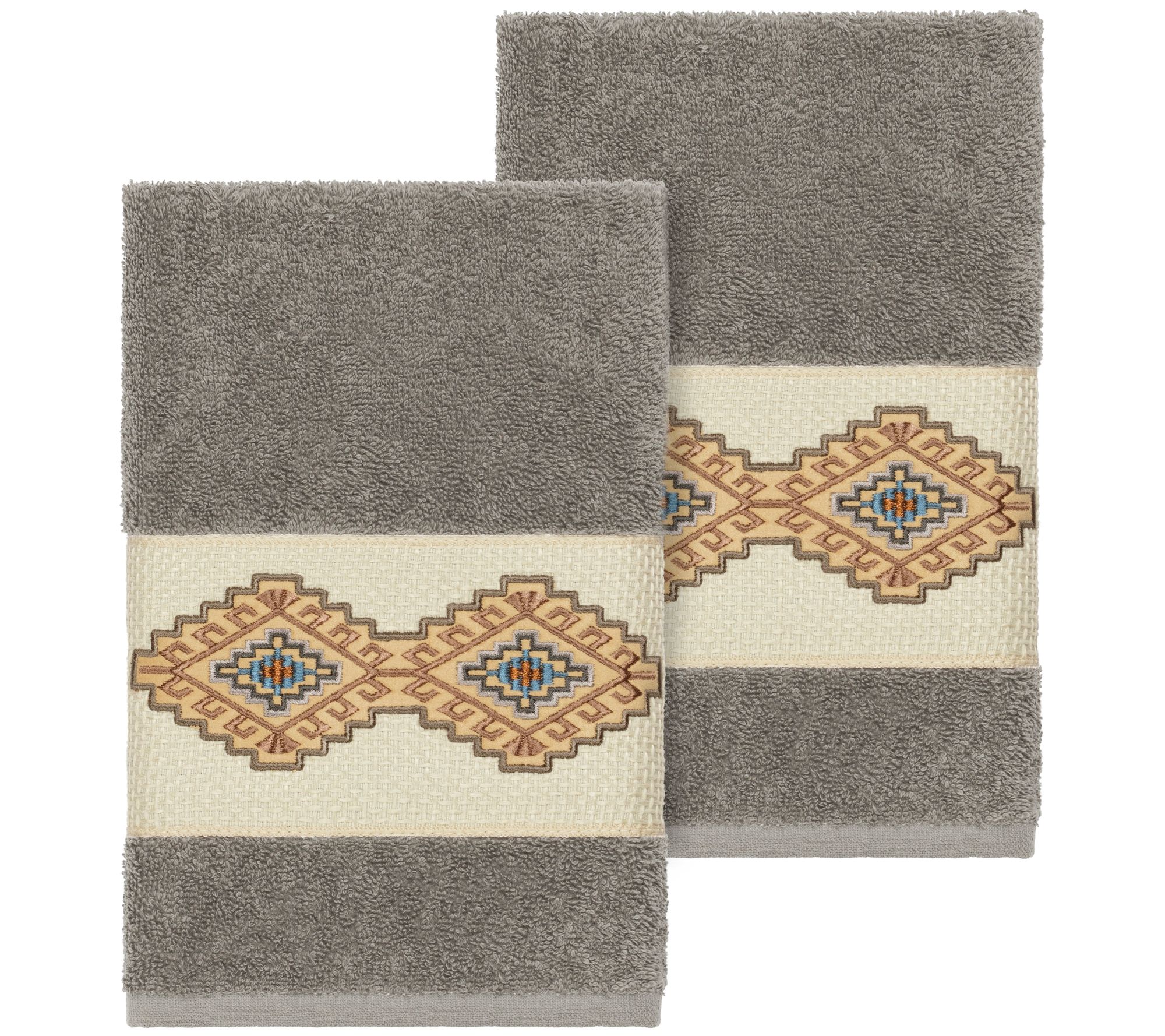 Linum Home Textiles Gianna 2PC Embellished HandTowel Set