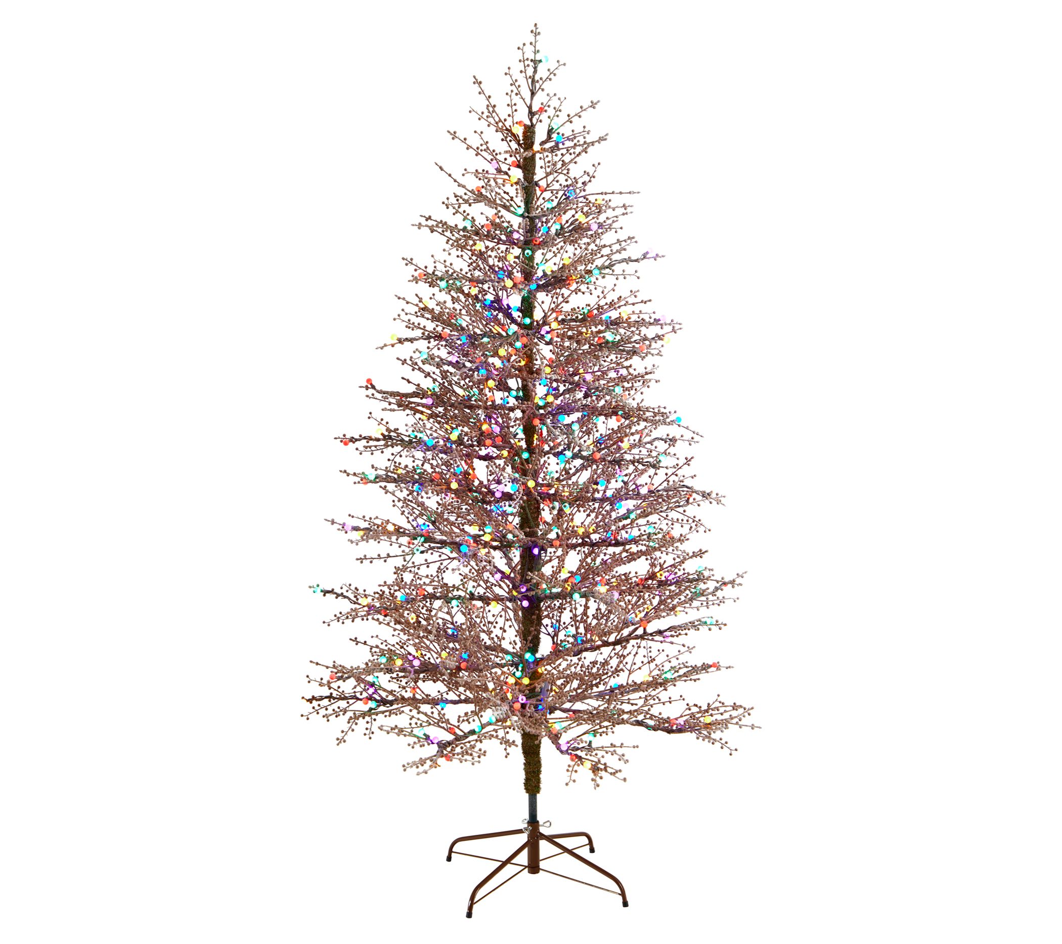 Nearly Natural 7' Frosted Berry Twig Christmas Tree W/Lights - QVC.com