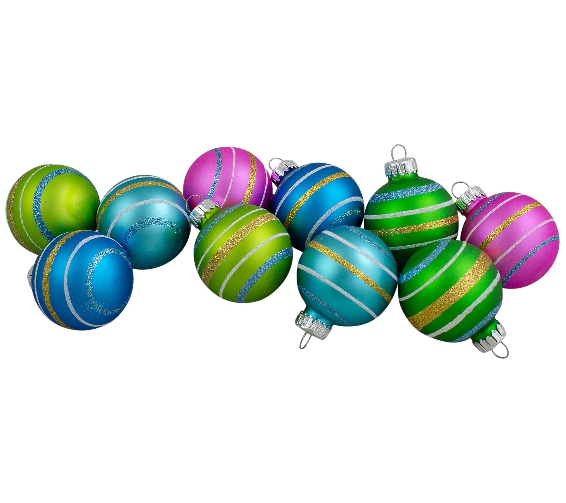 Northlight 10-Count Green & Blue Matte Glass Ball Ornaments