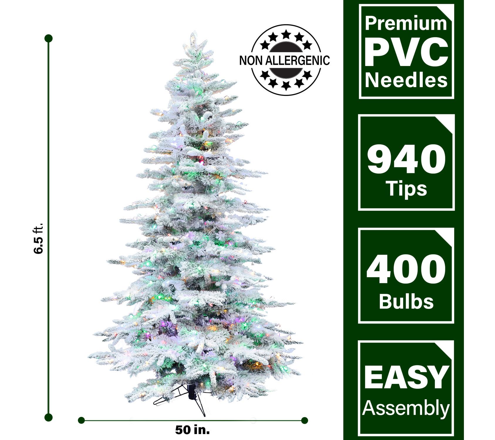 Fraser Hill Farm 6.5 Ft Flocked Mountain Pine Christmas Tree