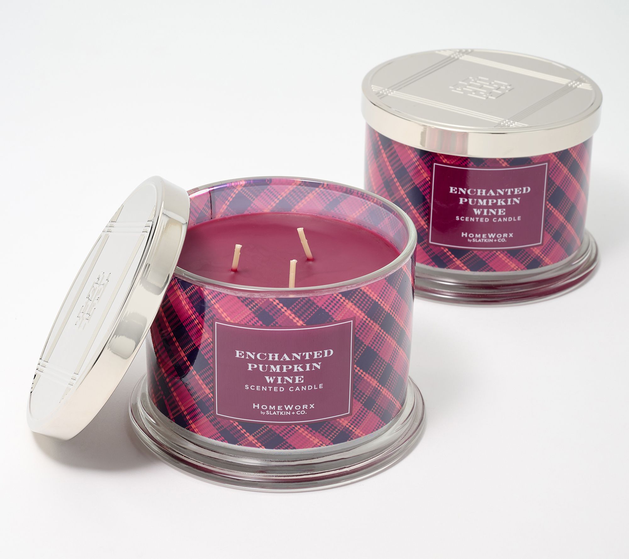 HomeWorx by Slatkin & Co. S/2 Enchanted Pumpkin Wine 14oz Candles