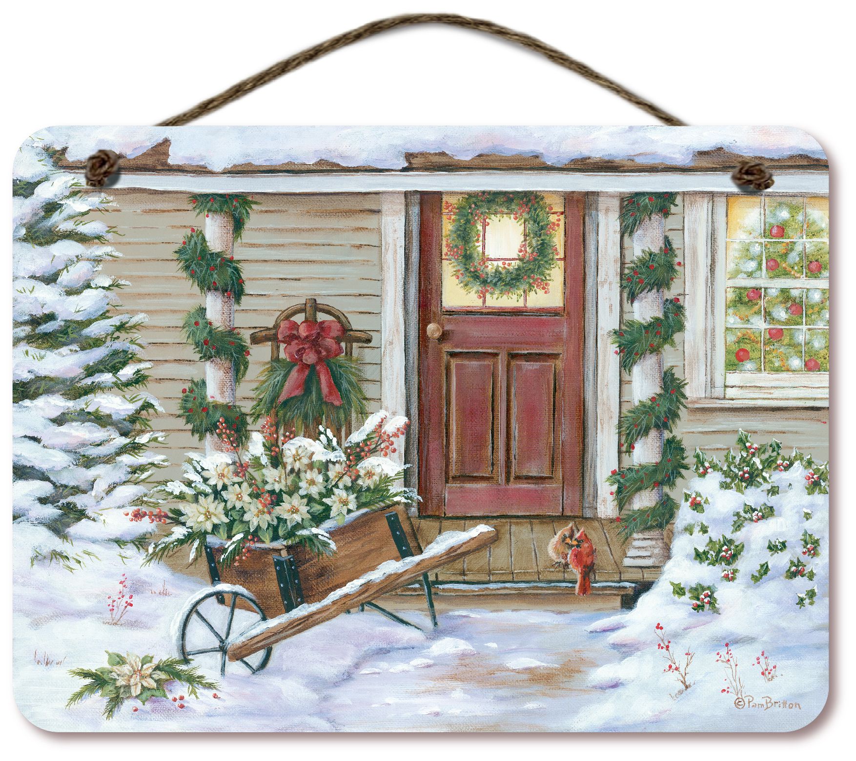Courtside Market Christmas Front Door 12x16 Hanging Sign
